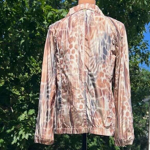 St. John Animal Printed Taffeta Windbreaker Jacket Praline Multi Women’s P - Picture 6 of 16